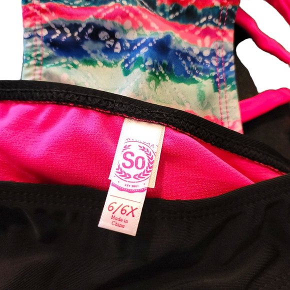 BEACH VIBES Swim Bikini and Rashguard Top Pink Tie Dye Girls 4/5 JJ1963 - Picture 5 of 12